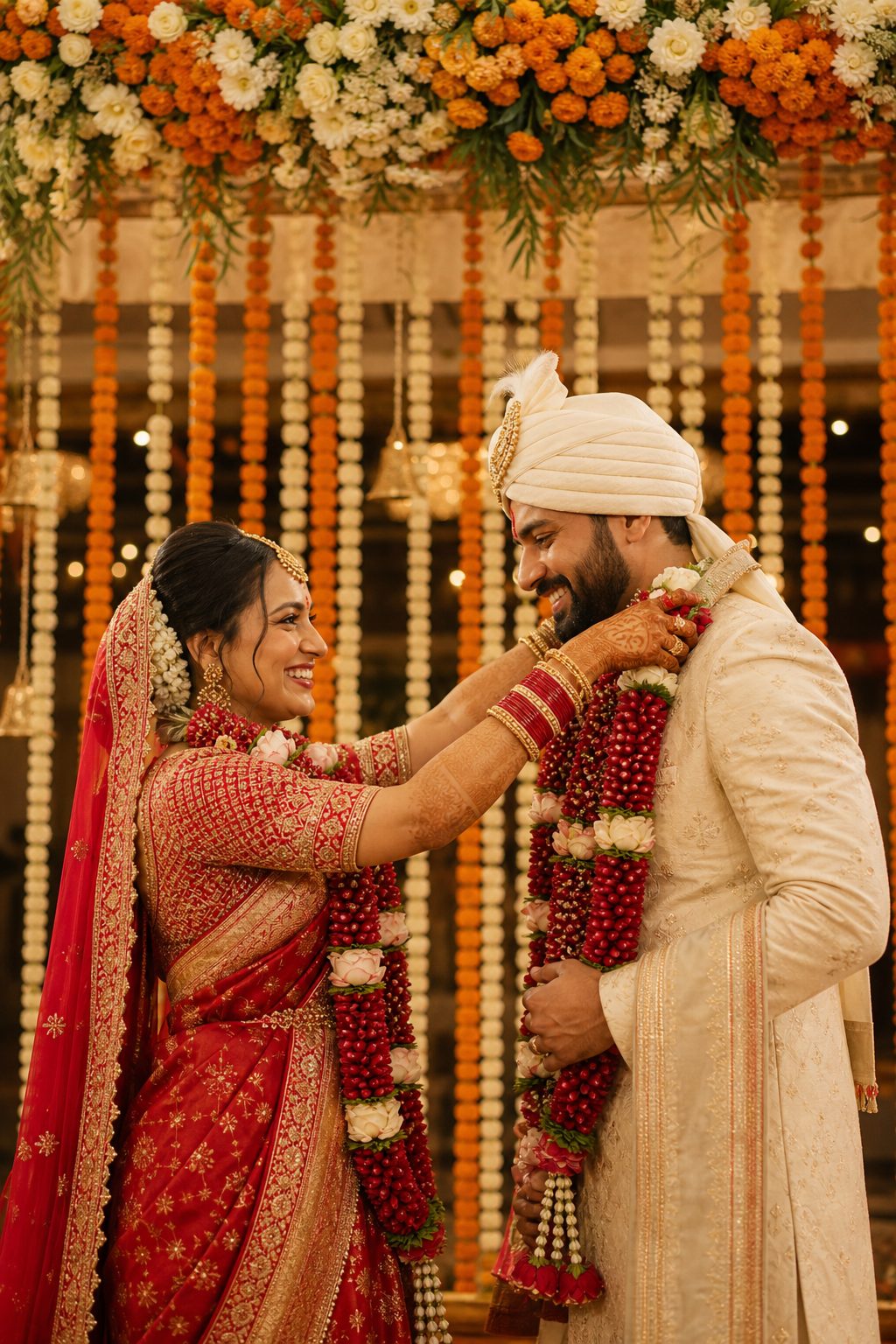 Varmala exchange at a Hindu wedding